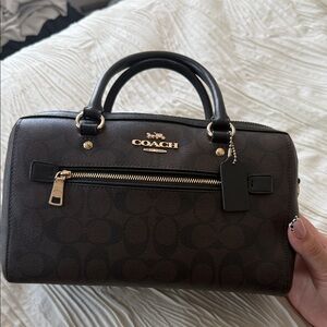 Coach Rowan large Satchel with Gold Accents in signature canvas